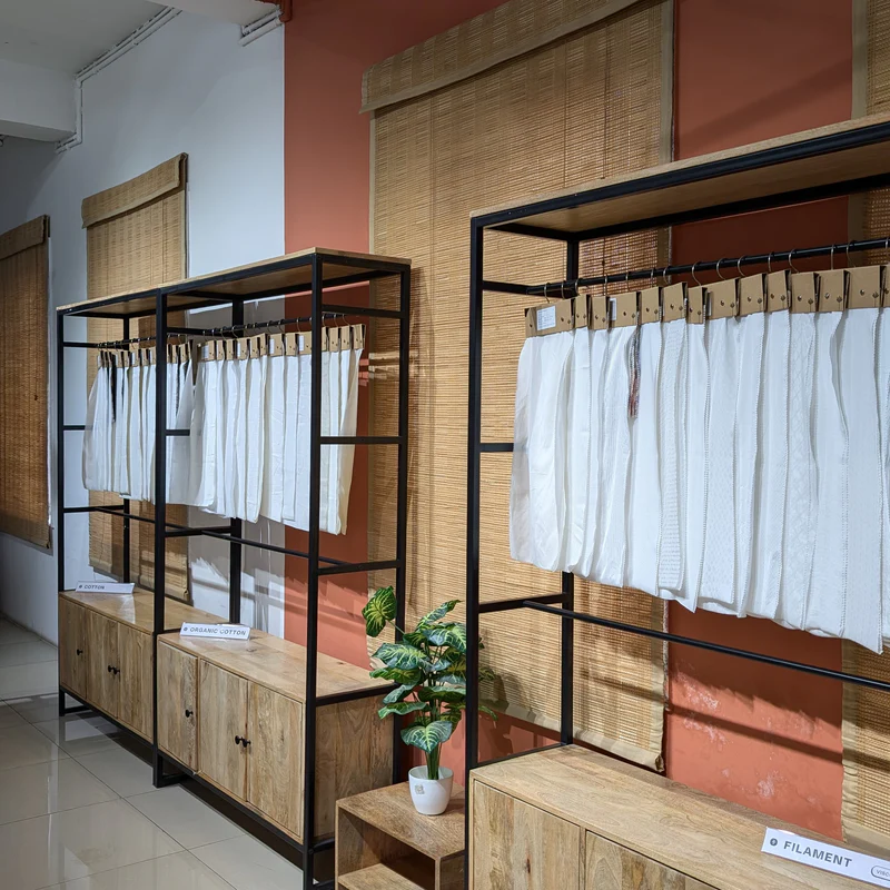 Fabric racks in a modern studio